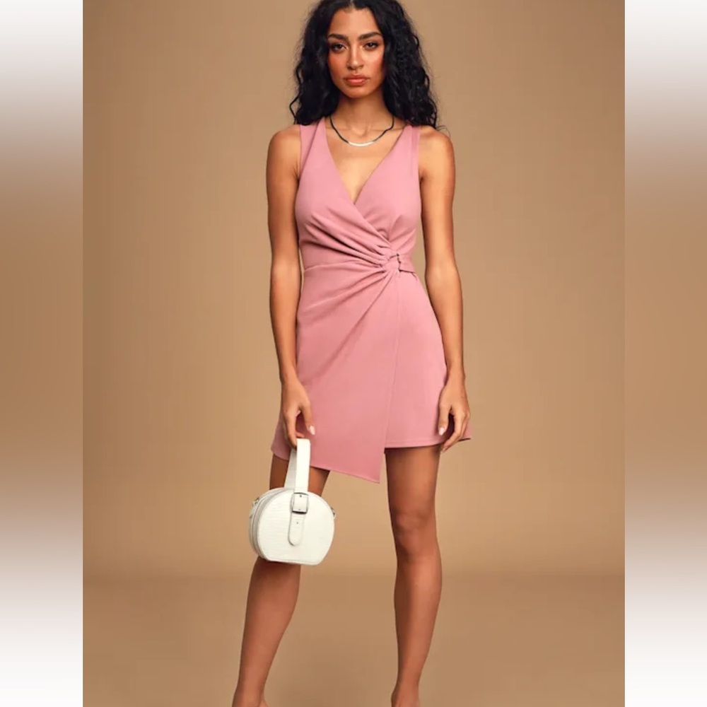 Lulu's Blush Pink Mini Wrap Dress